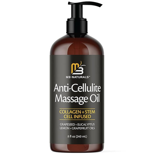 M3 Naturals Firming Body Massage Oil with Collagen & Stem Cell – Helps Smooth The Appearance of Cellulite & Improve Skin Texture – Refreshing Aromatherapy Body Oil for Legs & Full Body – 8 Fl Oz-Velvo Beauty