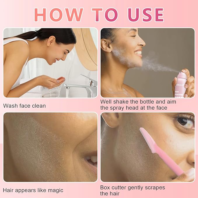 Hair Identifier Spray for Face Shaving,Moisturizing and Skin Care Dermaplaner Spray, Glow Reveal Face Spray for Face Dermaplaning, Peach Fuzz Remover for Women Face (1pc)-Velvo Beauty