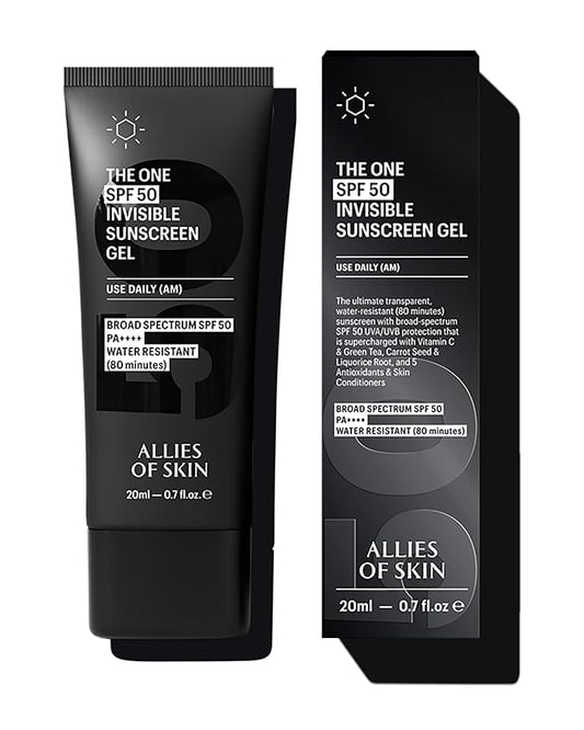 Allies of Skin Daily Face Sunscreen SPF 50, Travel Size | Zero White Cast Lightweight Formula | Dermatologist Tested Under Makeup Primer| Water-Resistant & PA++++ Broad Spectrum UVA/UVB (0.7 oz)-Velvo Beauty