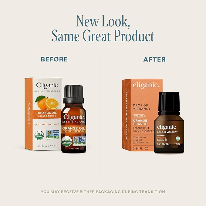 Cliganic Organic Sweet Orange Essential Oil, 10ml - 100% Pure Natural for Aromatherapy Diffuser | Non-GMO Verified (Packaging May Vary)-Velvo Beauty