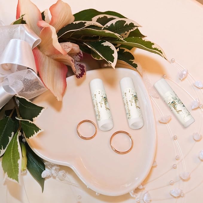 Dunzy 50 Pcs Thank You Gift Lip Balm Bulk Baby Shower Party Favors Bridal Shower Favor Lip Care with Assorted Fruit Flavors Thank You Lipstick for Guest Basket Gift Stuffer (Eucalyptus)-Velvo Beauty