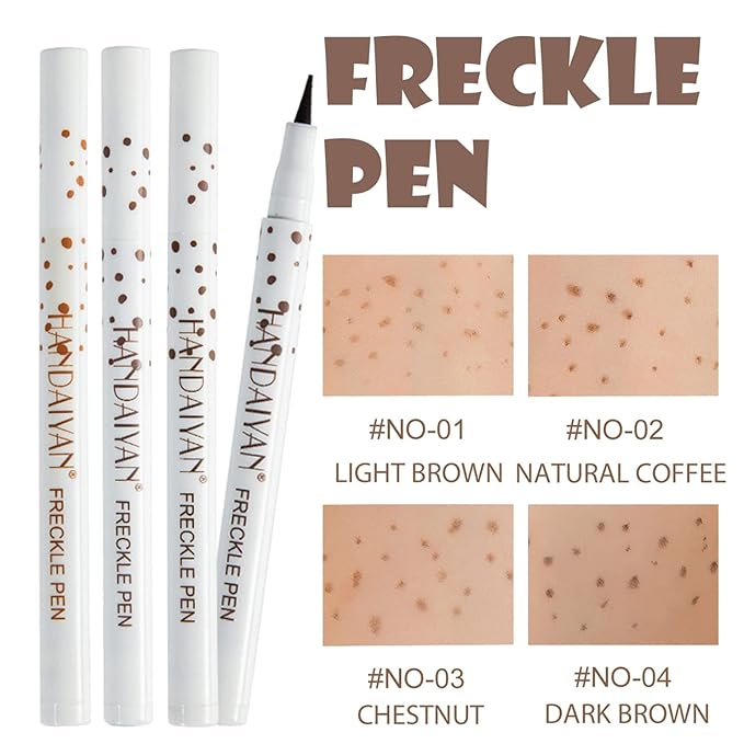 Freckle Pen 4 Colors, Natural Lifelike Freckle Makeup Pen Magic Freckle Color,Waterproof Longlasting Soft Dot Sopt Pen,for Natural Effortless Sunkissed Makeup-Velvo Beauty