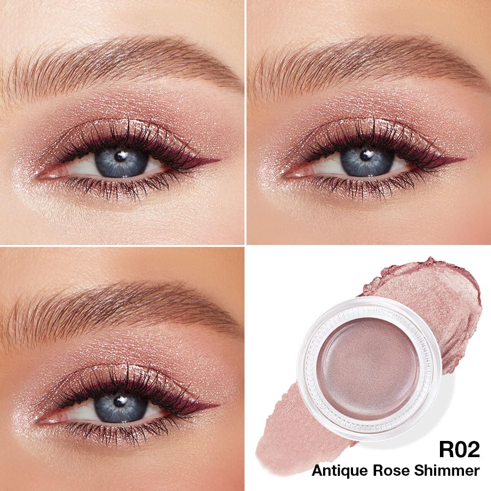 Kaely Single Cream Eyeshadow Pot, Golden Tan Antique Rose Shimmer Eye Shadow for Older Women High Pigmented Waterproof, Natural Eyeshadow Palette Makeup Brightener, sombras en crema para ojos, R02-Velvo Beauty