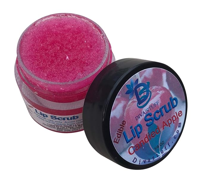 Diva Stuff Ultra Hydrating Lip Scrub for Soft Lips, Gentle Exfoliation, Moisturizer & Conditioner, Candied Apple – ¼ oz (Made in the USA)-Velvo Beauty