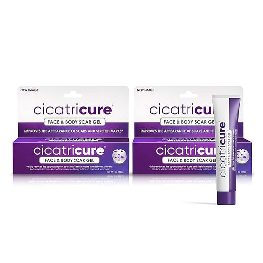 Cicatricure Advanced Scar Gel for Face & Body - Proven Results in 2 Weeks, Scar Treatment for Surgical Scars, Stretch Marks, Scars of Burns and Injuries, Acne Scar Treatment, 1 oz (28 g) - Pack of 2-Velvo Beauty