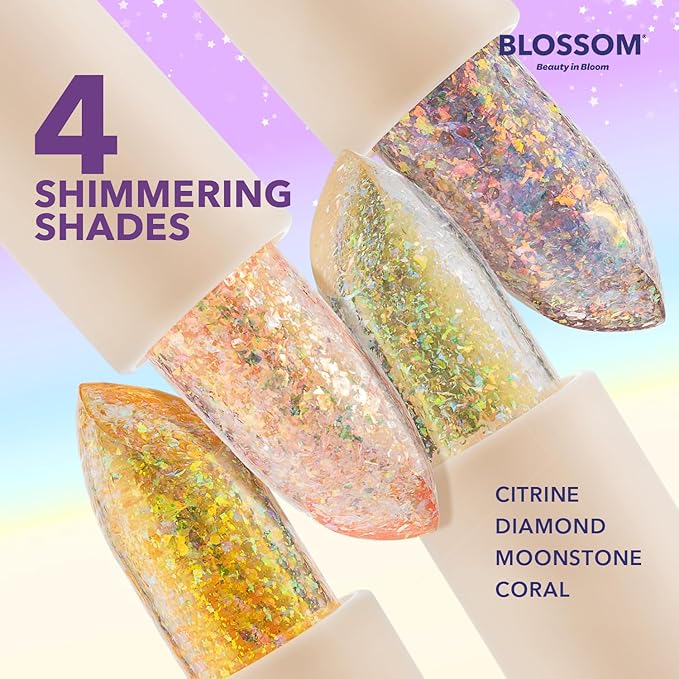Blossom pH Adjusting Shimmering Lip Balm Moisturizing Glitter Sparkle Lip Balm, 0.12oz./3.5g, Diamond-Velvo Beauty
