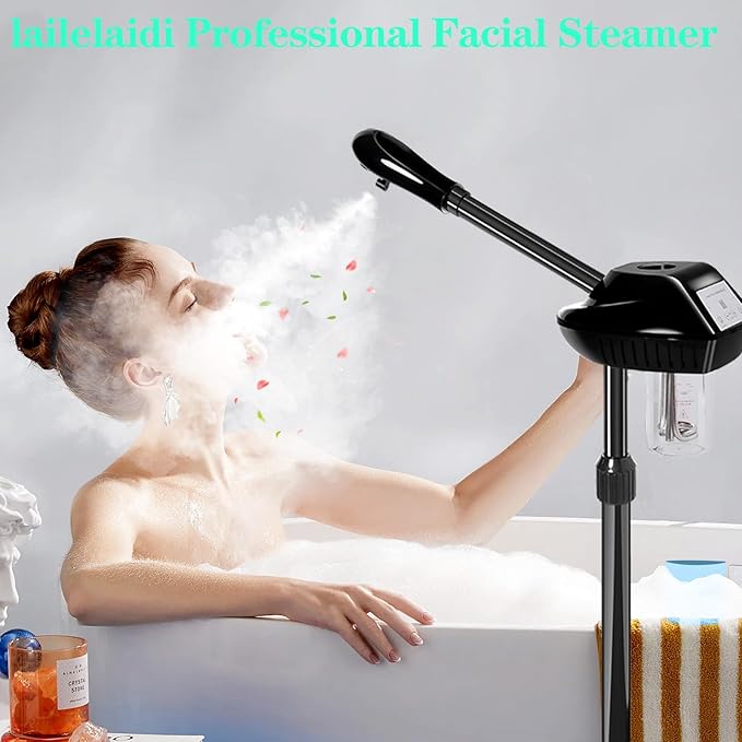 Professional Facial Steamer for Estheticians, Hot Mist & Timer Function, Ozone Facial Steamer on Wheels for Spa Beauty, Home Use-Velvo Beauty