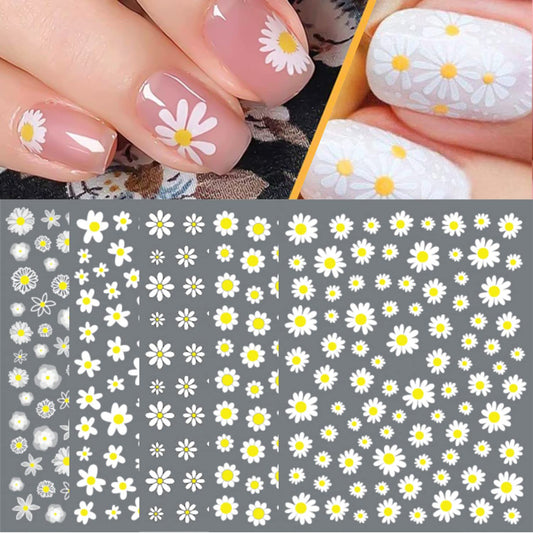 SILPECWEE Spring Daisy Nail Stickers Flower Nail Art Stickers Smile Face Sunflower Nail Design Self-Adhesive Nail Decals Manicure Tips Nail Decoration for Women Girls Kids (12 Sheets)-Velvo Beauty