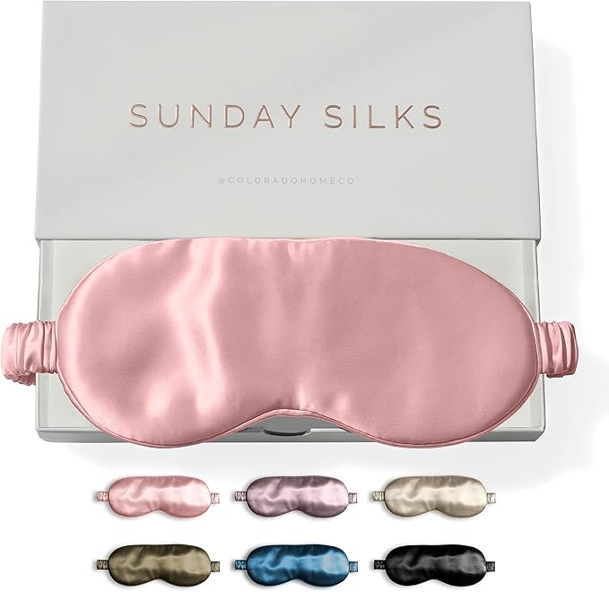 SUNDAYSILKS™ Exclusive Mulberry Silk Sleep Mask | Soft Eye Covers, Blackout Sleeping Mask for Women & Men | Silk Eye Mask for Sleep, Travel, and Relaxation | Antifaz para Dormir [Pink Quartz]-Velvo Beauty