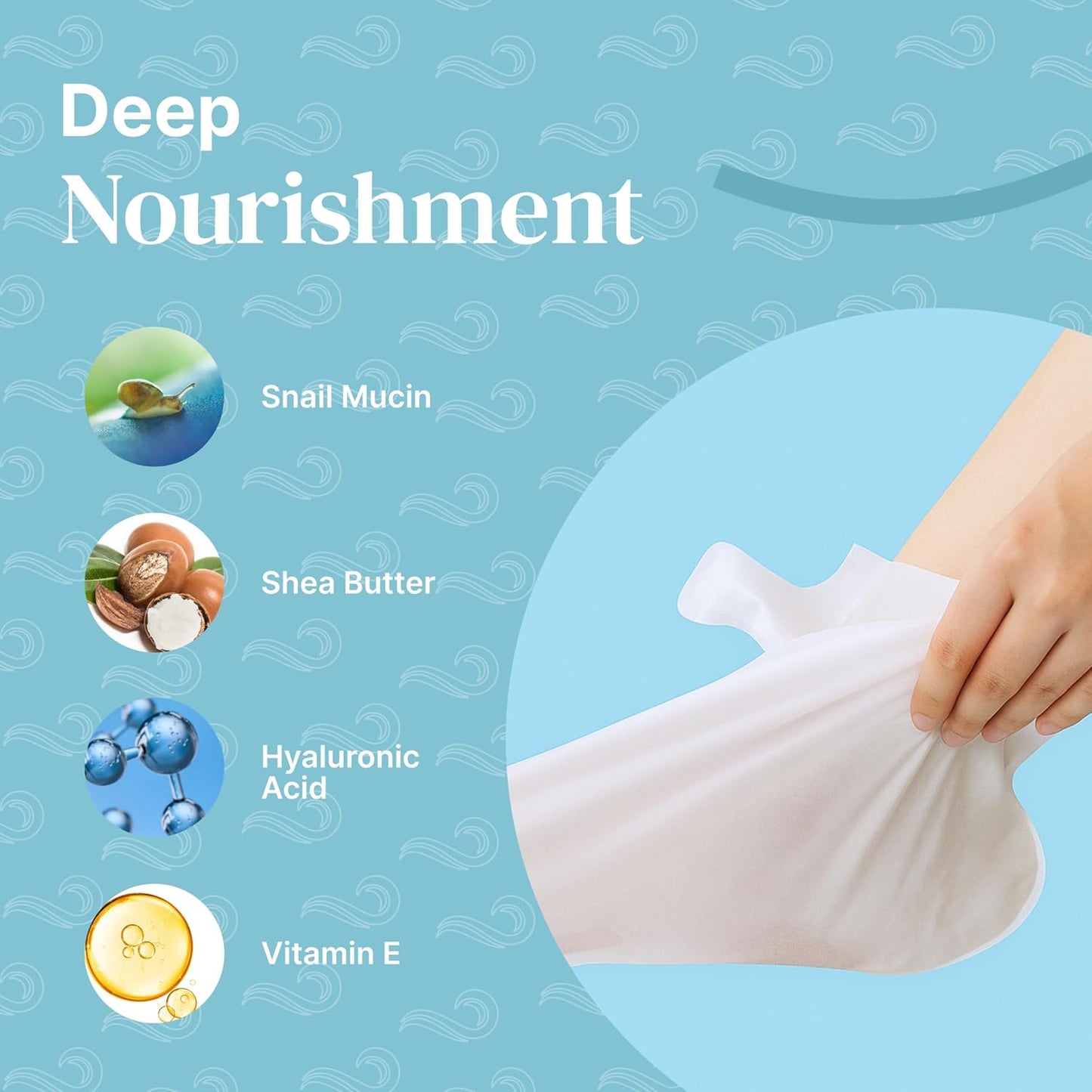 Foot Mask Moisturizing Socks for Dry Cracked Feet | Hydrates with Snail Mucin Shea Butter Hyaluronic Acid Bisabolol Vitamin E | Exfoliating Foot Mask for Callus Removal Dead Skin and Soft Feet-Velvo Beauty