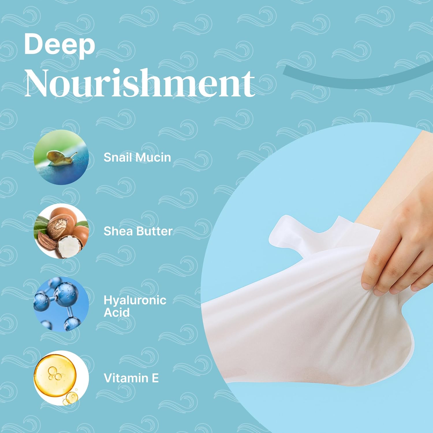 Foot Mask Moisturizing Socks for Dry Cracked Feet | Hydrates with Snail Mucin Shea Butter Hyaluronic Acid Bisabolol Vitamin E | Exfoliating Foot Mask for Callus Removal Dead Skin and Soft Feet-Velvo Beauty