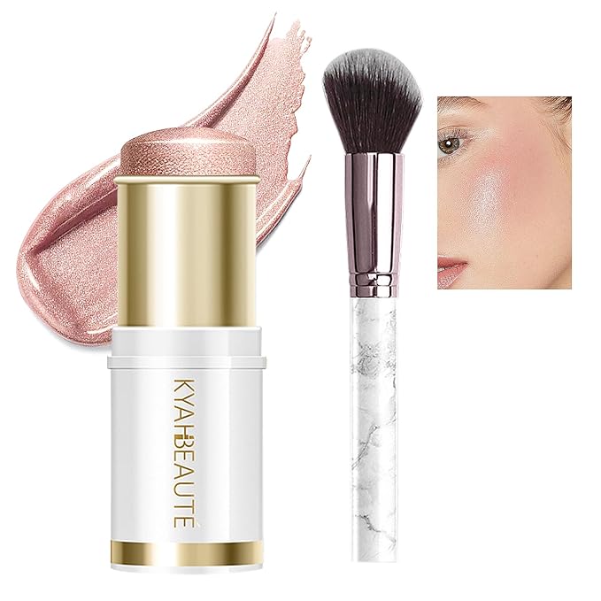 Ponhey Highlighter Makeup Stick for Face and Body, Non-greasy Finish,Delivers a Natural Glow, Long Lasting Waterproof Pearl White Glimmer Glow Sparkly Glitter Body Shimmer-Velvo Beauty