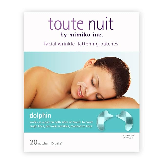 Toute Nuit Wrinkle Patches – Dolphin – Face Tape for Around the Mouth – Hypoallergenic Anti Wrinkle Patches – 20 Count, Made in USA-Velvo Beauty