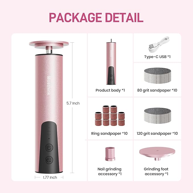 Electric Foot Callus Remover, 2 in 1 | 6 Speed Adjustable Foot File Nail Grinder with Sandpaper Disks, Professional Sander Pedicure Tool for Feet Dead Skin, Self Care Gifts for Women Mom Lover Friends-Velvo Beauty