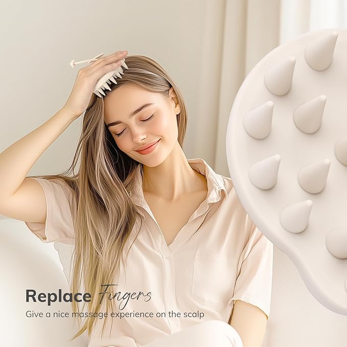 Sndyi Silicone Scalp Massager Hair Growth, Scalp Scrubber with Soft Silicone Bristles, Scalp Exfoliator for Dandruff Removal, Large Size Shampoo Brush, Wet Dry Scalp Brush for Long Thick Curly Hair-Velvo Beauty