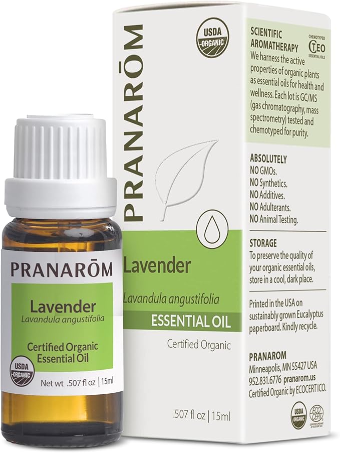 Pranarom USDA Certified Organic Lavender Essential Oil (15ml), 100% Pure Undiluted Therapeutic Grade from French Alps for Aromatherapy, Diffuser, Healthy Skin & Hair, Massage, Relaxation-Velvo Beauty