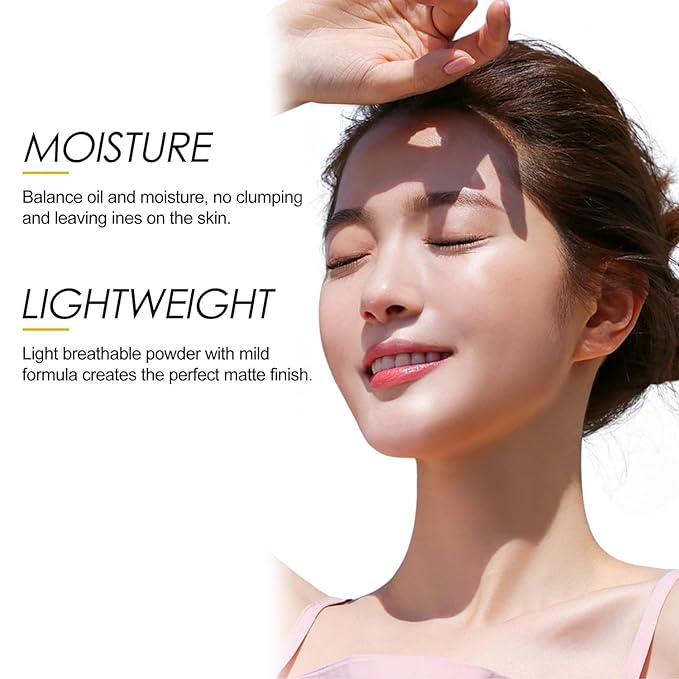 Mineral Sunscreen Setting Powder, Mineral Brush Setting Face Powder Makeup SPF 50 PA++ for All Skin, Oil Control Lightweight Breathable Concealer Brush Powder, Matte Smooth Translucent Face Powder-Velvo Beauty