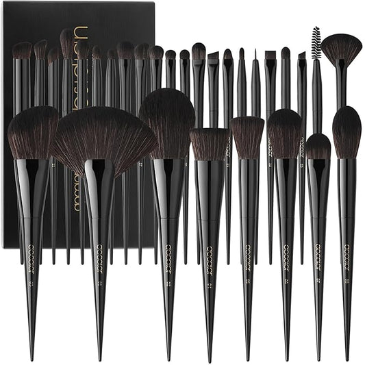 Docolor Makeup Brushes Set Professional 30Pcs Obsidian Makeup Brushes Premium Synthetic Powder Kabuki Foundation Contour Blush Concealer Eye Shadow Blending Eyeliner Crease Eyebrow Make Up Brush Kit-Velvo Beauty