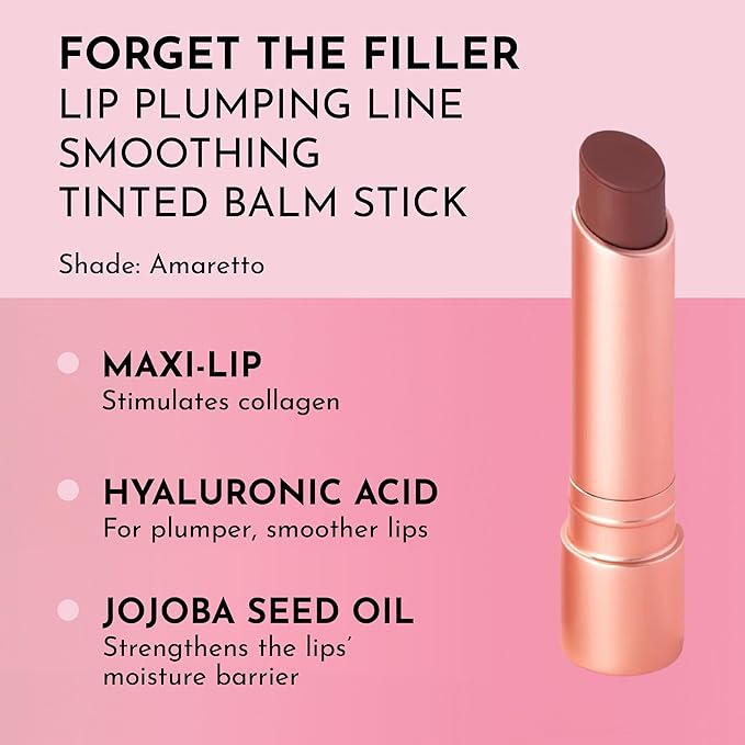 LAWLESS Forget the Filler Lip Plumping Line Smoothing Tinted Balm, Amaretto, Brown, 0.09 Ounce-Velvo Beauty