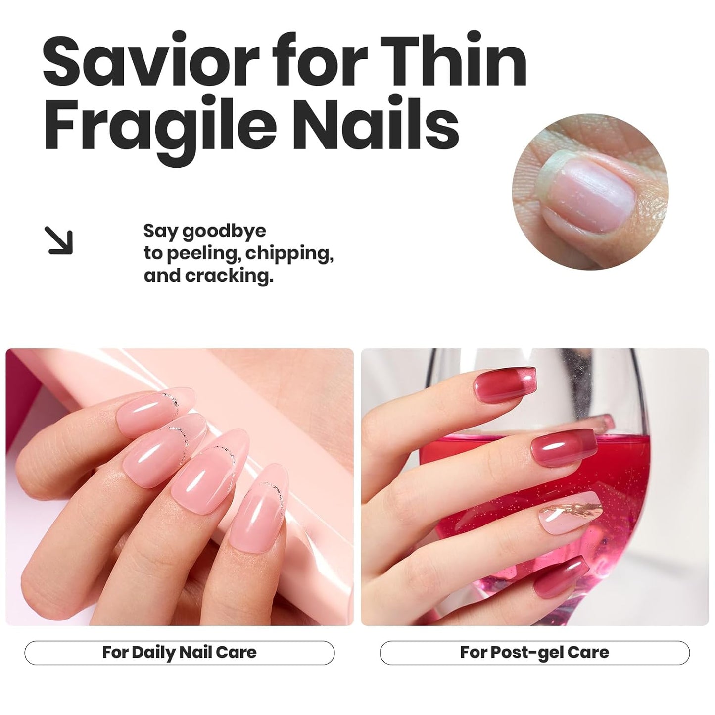 Beetles Jelly Nail Polish Set, 6 Colors Sheer Pink Nail Polish Long Lasting & Quick Dry Clear Jelly for Women, Pink Nail Strengthener Polish for Salon DIY Manicure Set-Velvo Beauty