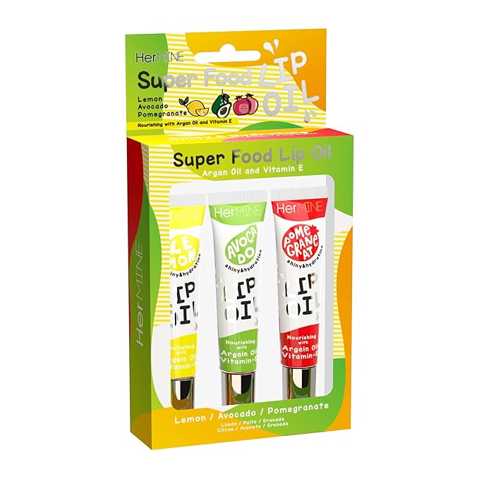 HerMINE Hydrating Lip Oil with Argan oil & Vitamin E Clear Long Lasting Nourishing Lip Oils Moisturizing Gel Multi-Packs Softening Clear Oil-Velvo Beauty