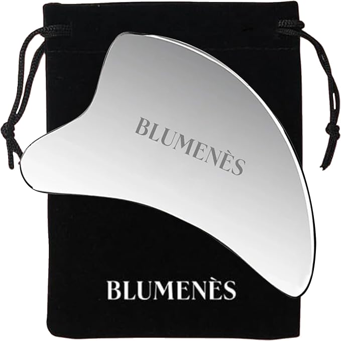 Blumenes - Traditional Gua Sha Tool - Stainless Steel Massage Tool for Face & Body - Cold & Heat Retention for Relaxing Spa Experience - Durable Stainless Gua Sha for Enhanced Skincare Routine-Velvo Beauty