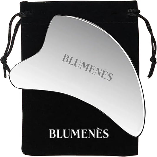 Blumenes - Traditional Gua Sha Tool - Stainless Steel Massage Tool for Face & Body - Cold & Heat Retention for Relaxing Spa Experience - Durable Stainless Gua Sha for Enhanced Skincare Routine-Velvo Beauty