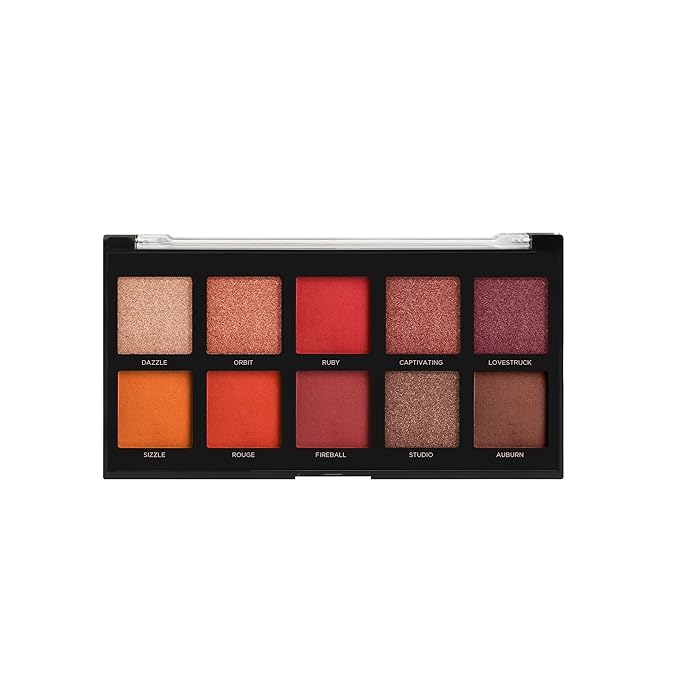 Profusion Cosmetics 10 Shade Eyeshadow Palette, High Pigmented Multi-Finish Colors, Vegan & Cruelty-Free, Create Stunning Looks On-the-Go - Travel-Friendly & Versatile Makeup, RUBIES-Velvo Beauty