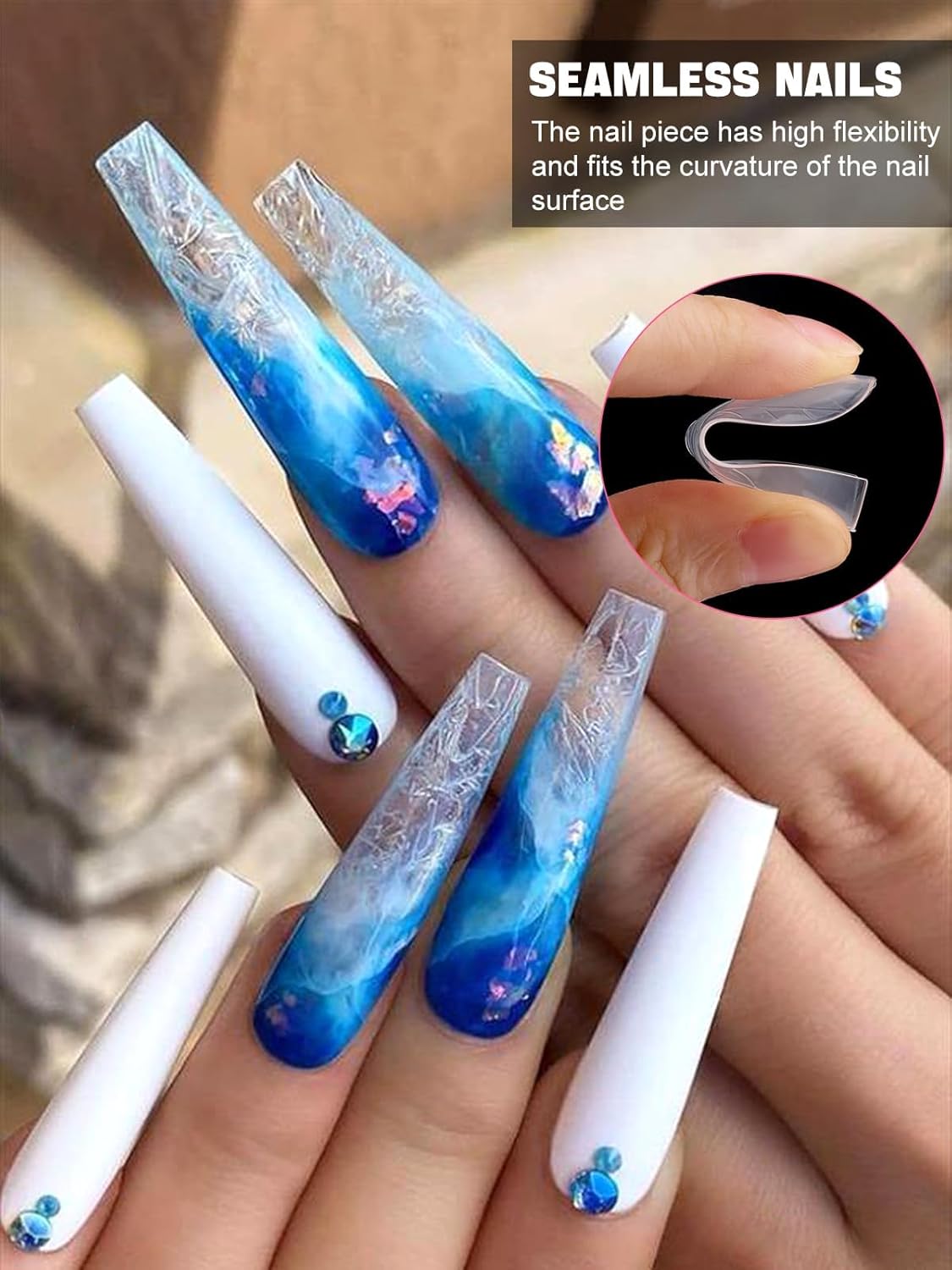 TOROKOM 120Pcs Poly Extension Gel Dual Forms Clear Tips Set - Acrylic False Nails With 12 Sizes Square Stiletto Gel Forms Full Cover Reusable Molds-Velvo Beauty