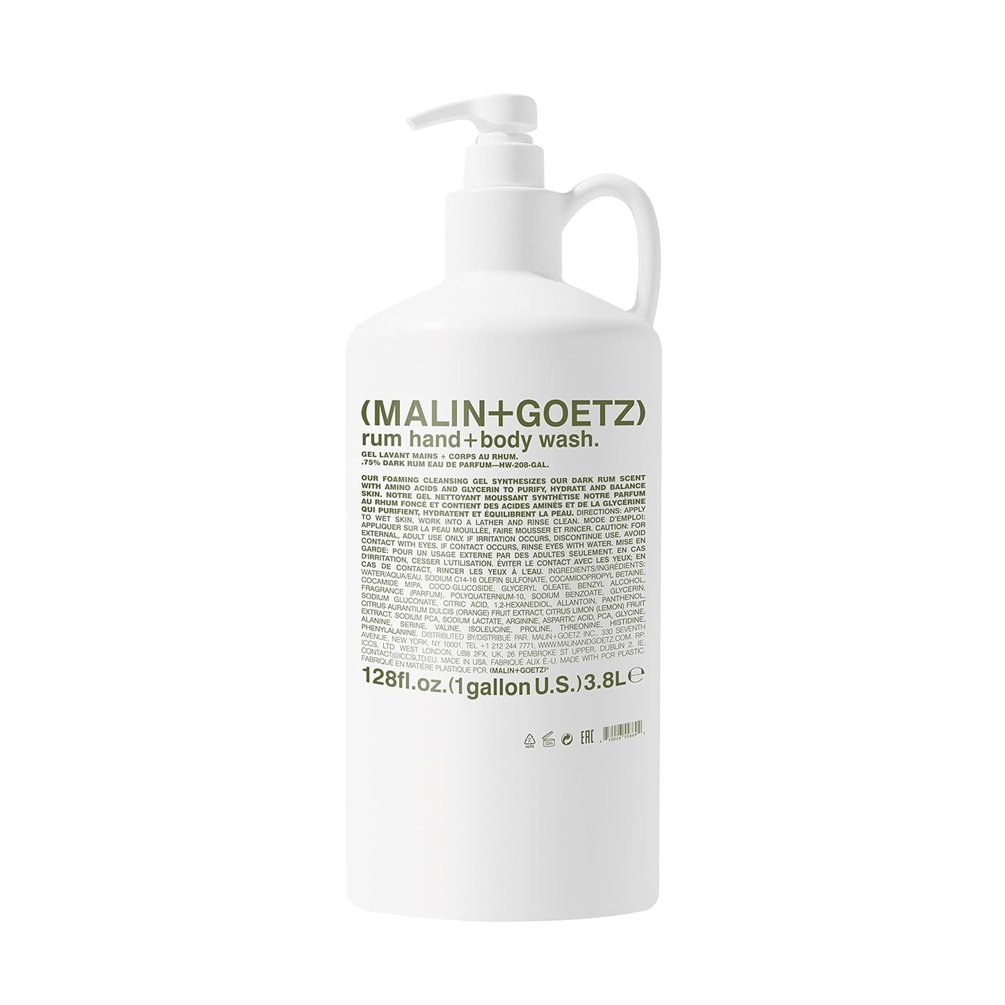 MALIN+GOETZ Rum Hand + Body Wash, 128 Fl. Oz. – Allows Up to 15 Refills, Natural Cleansing, Purifying & Hydrating for Women & Men, For All Skin Types, No Stripping or Drying, Cruelty-Free & Vegan-Velvo Beauty