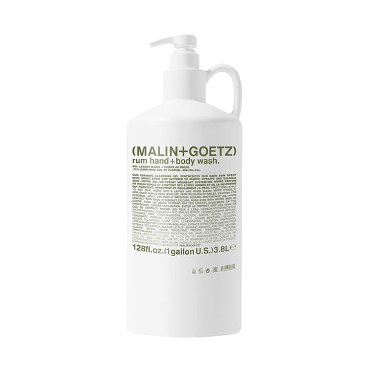 MALIN+GOETZ Rum Hand + Body Wash, 128 Fl. Oz. – Allows Up to 15 Refills, Natural Cleansing, Purifying & Hydrating for Women & Men, For All Skin Types, No Stripping or Drying, Cruelty-Free & Vegan-Velvo Beauty