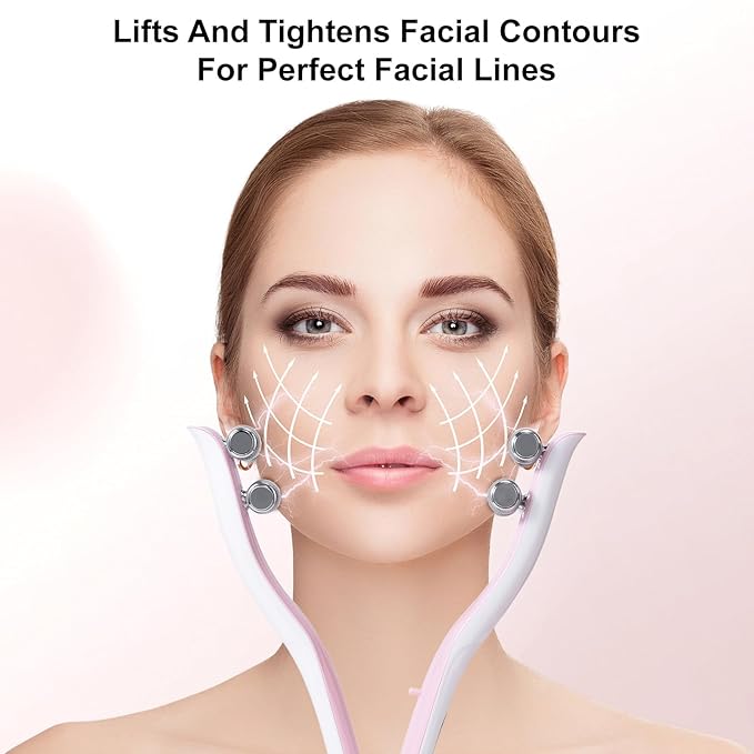 2025 Multi-Functional Face Lifting Device, V Roller Face Lift, Tightening, Skin Care, Double-Sided Roller Design, Type-C Fast Charging, Portable Beauty Device with 3 Adjustable Settings (White)-Velvo Beauty