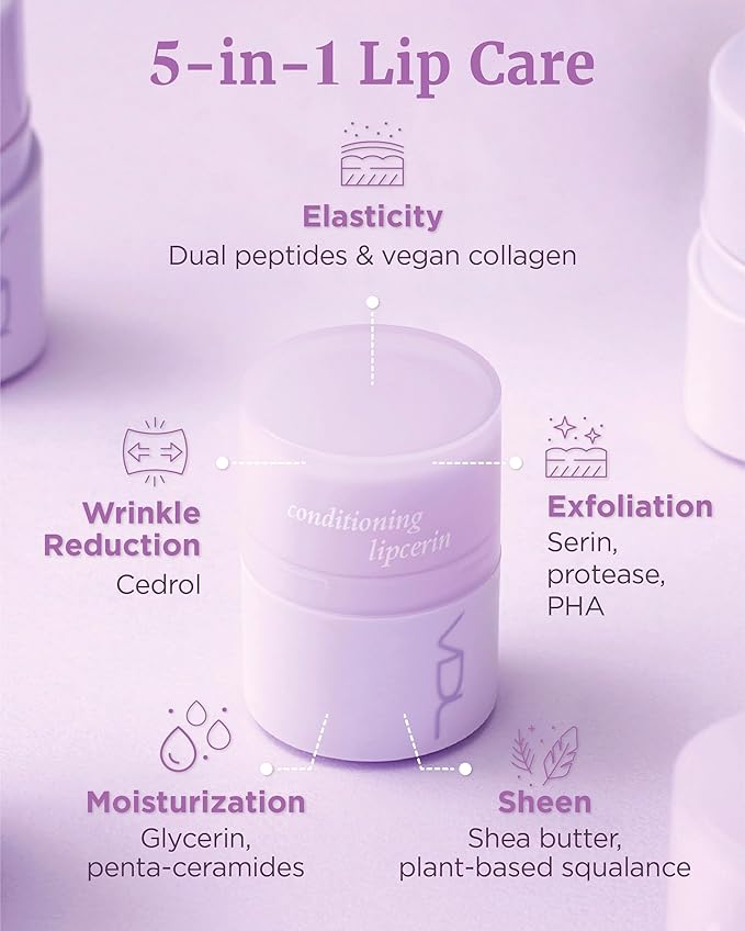 VDL Herbal Lipcerin (0.5fl oz) - Bergamot, Mallow Leaf, Sage. Long Term Moisturizing, Plumping, Conditioning Lip Gloss Balm. Korean Skin Care Sleeping Mask for Dry, Chapped Lips.-Velvo Beauty