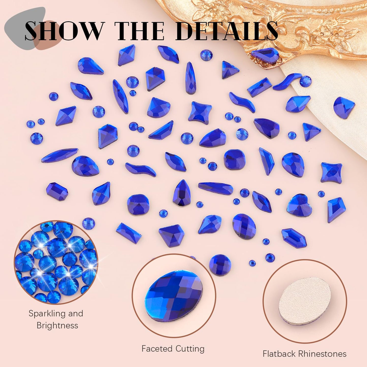 1680Pcs Royal Blue Glass Nail Rhinestones 180Pcs Multi Shapes Flatback Nail Gems + 1500Pcs 1.5-4mm Round Crystal, Manicure Nail Charms Diamond Gemstones for Acrylic Nails Decoration-Velvo Beauty