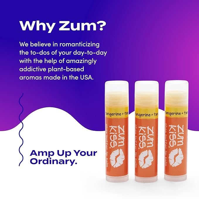Zum Tangerine Kiss Stick (Pack of 3) with Certified Organic Sunflower Seed Oil, Beeswax, Shea Butter, Pure Essential Oils, Candelila Wax, Vitamin E and Honey, 0.15 oz-Velvo Beauty