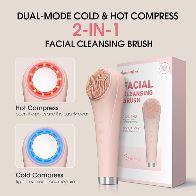 Facial Cleansing Brush,Silicone Face Scrubber,Pore Scrubber for Women Men,IPX7 Waterproof Exfoliating Face Brush,Rechargeable Electric Face Scrub,Pink-Velvo Beauty