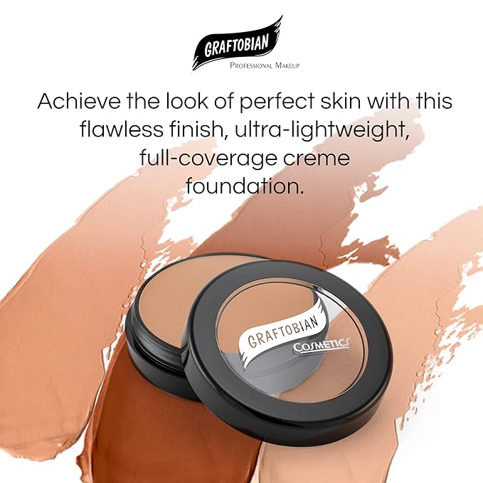 Graftobian HD Glamour Crème Foundation 1/2oz, Weightless Full Coverage Makeup, 65 Inclusive Shades, For All Skin Types, Natural or Full-Glam Looks, For Professionals and Beginners, Warm Umber-Velvo Beauty