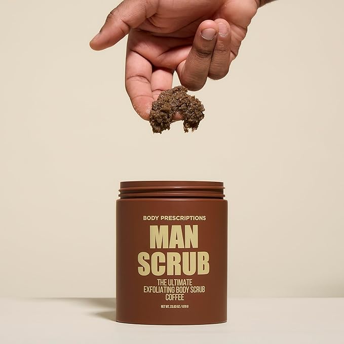 Body Prescriptions Men’s Exfoliating Body Scrub – Ultimate Skin Cleansing Wash in Jar with Twist-Top Lid, For All Skin Types, 21 Ounce (Pack of 2), Coffee-Velvo Beauty
