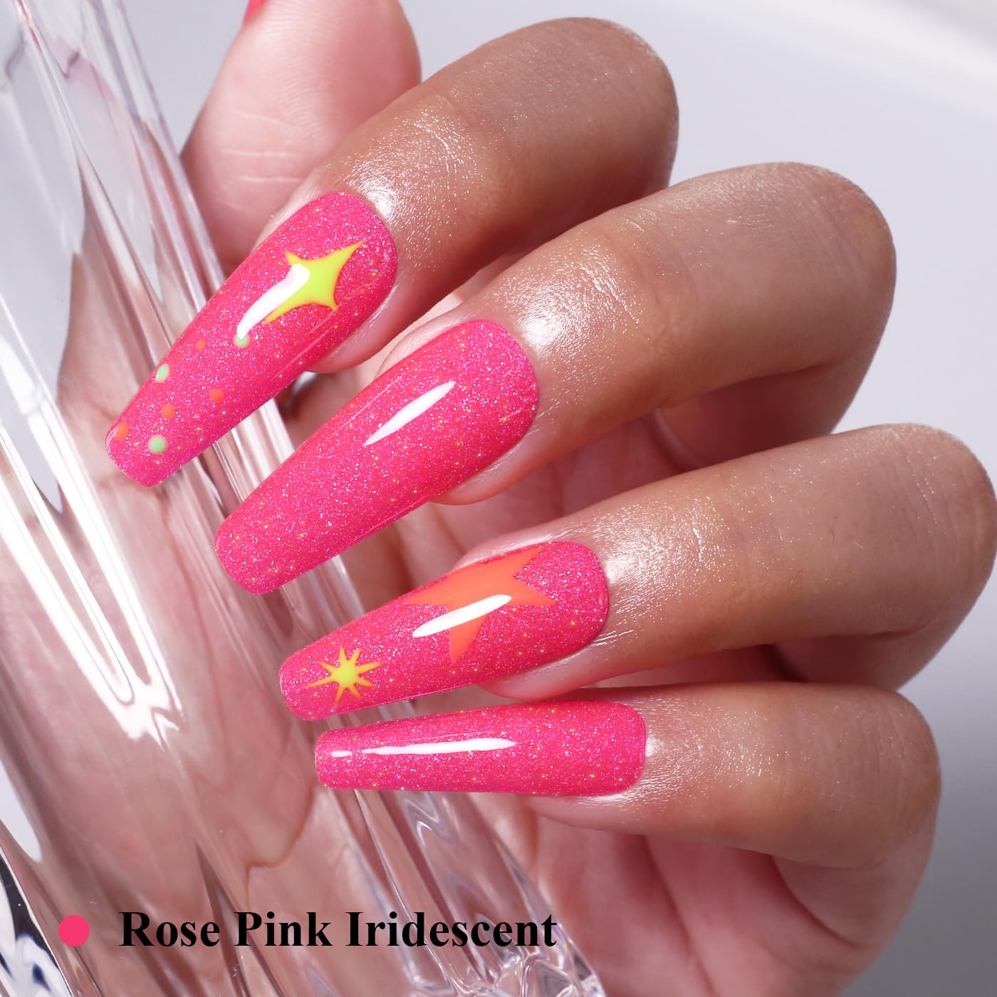 Imtiti Glitter Gel Nail Polish, Rose Pink Iridescent Glitter Nail Gel Polish Diamond Shimmer Sparkle Soak Off UV LED Spring Summer Manicure 10ML-Velvo Beauty