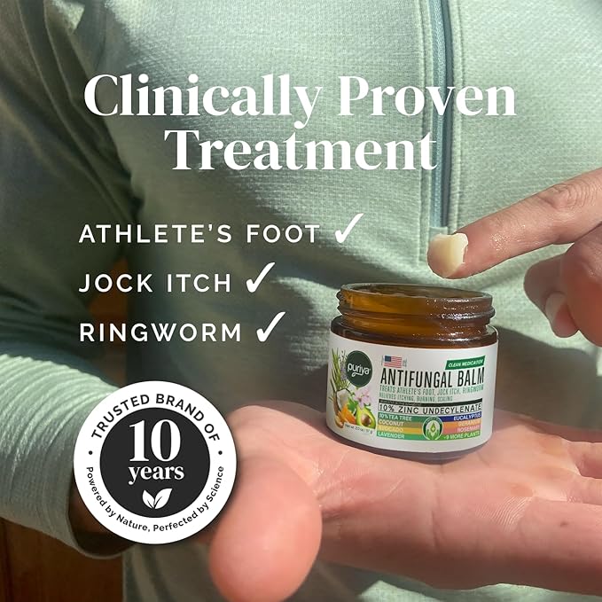 Puriya Clinically Proven Antifungal Cream for Skin Fungus, Extra-Strength Athletes Foot Cream Treatment, Jock Itch, Ringworm Treatment for Humans, Anti Fungal Itchy Skin Relief with Tea Tree Oil-Velvo Beauty