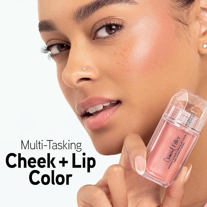 Physicians Formula Mineral Wear®Diamond Filler Cheek & Lip Color, Serum-to-Cream Multi-Use Liquid Blush Formula, Plumps & Smooths for Fuller Looking Cheeks & Lips, Monochromatic Look - Brilliant Peach-Velvo Beauty