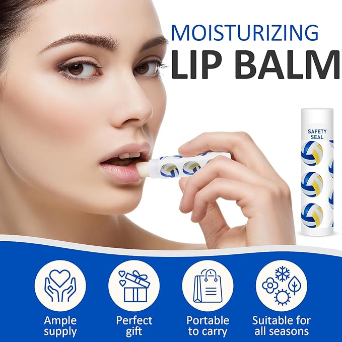 DMSKY 60 Pcs Volleyball Lip Balm Bulk, Volleyball Party Favors for Team Volleyball Gifts for Players Teen Girls Boys Sports Party Supplies-Velvo Beauty