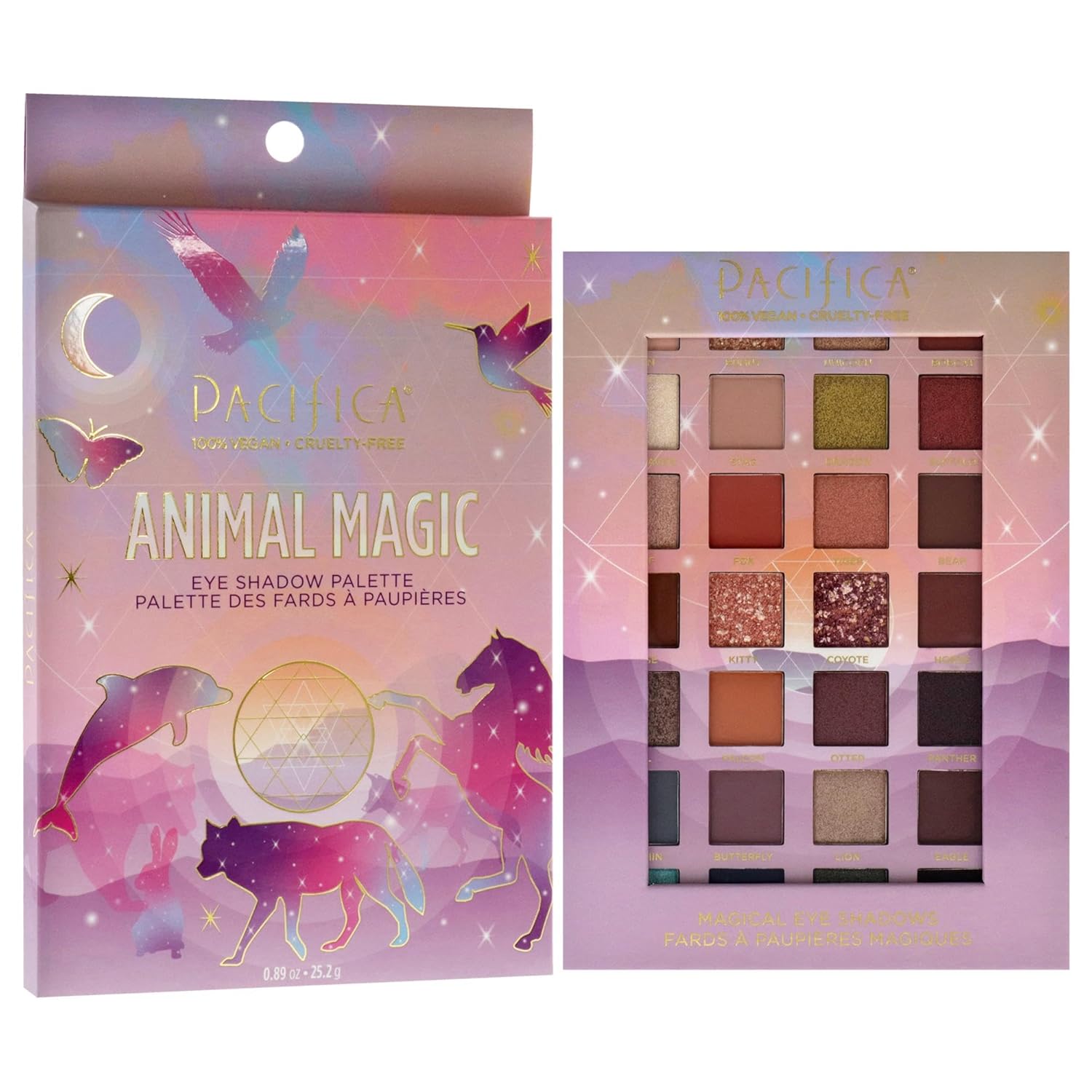 Pacifica Eyeshadow Palette – Animal Magic with Colorful Blendable Shades, Highly Pigmented Mineral Eyeshadow, Talc-Free, Vegan & Cruelty-Free, 0.89 oz (28 Shades)-Velvo Beauty