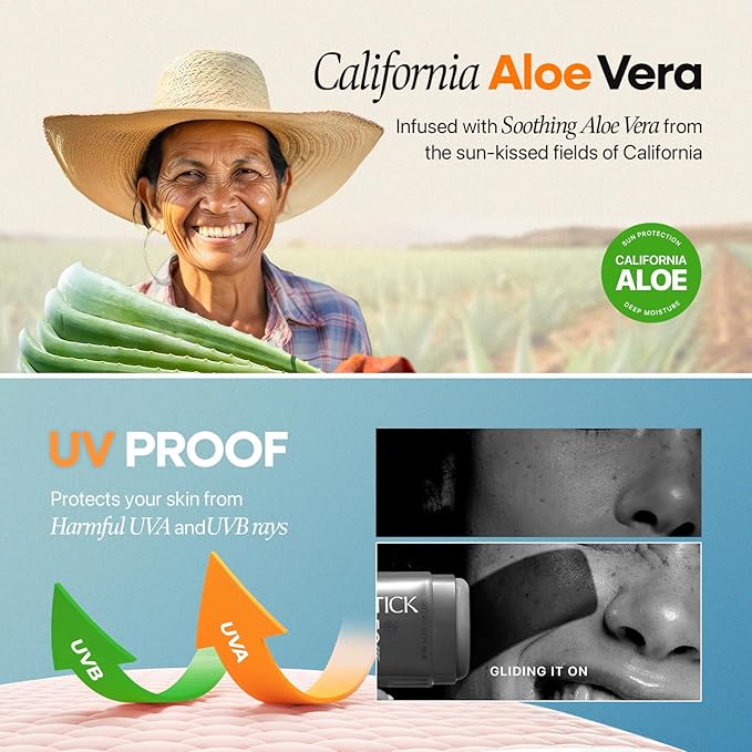 Nature Republic California Aloe Fresh Powdery Sun Stick Broad Spectrum SPF50+ | Korean Sunscreen Travel Size Suncare Sunblock, No Whitecast, non-sticky, Water resistant-Velvo Beauty