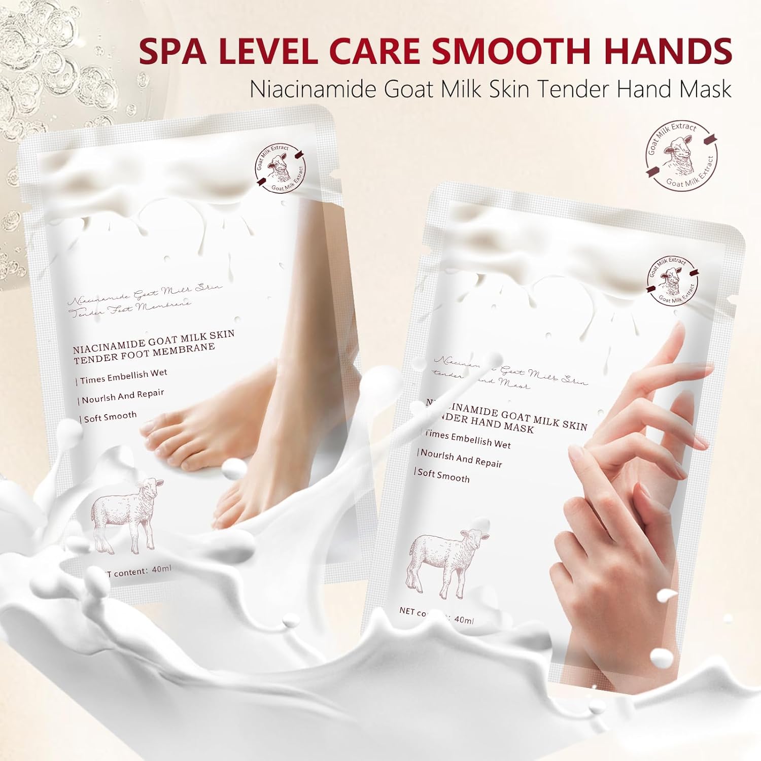 Hydrating Hand Foot Masks Set for Women Men,3 Pack Glove Mask for Dry Hand & 3 Pack Socks Mask for Dry Cracked Feet（Milk）-Velvo Beauty