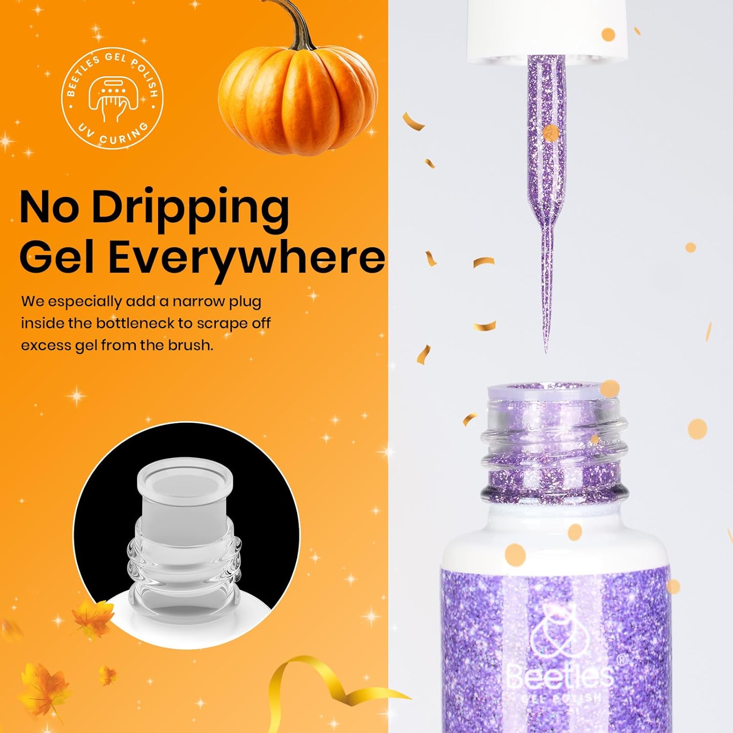 Beetles Nail Art Gel Liner Polish 12 Colors Reflective Glitter Gel Nail Polish, Gold Silver Pink Blue Purple Brown Black Kit Soak Off Uv Nail Art Design Set Summer Manicure Gifts for Women-Velvo Beauty