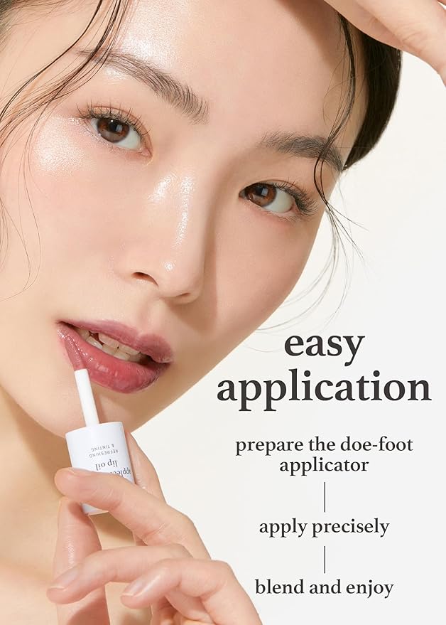 NOONI Korean Vegan Lip Oil - Applepeony, 0.12 Fl Oz + Korean Lip Oil - Applecranberry, 0.12 Fl Oz Bundle-Velvo Beauty