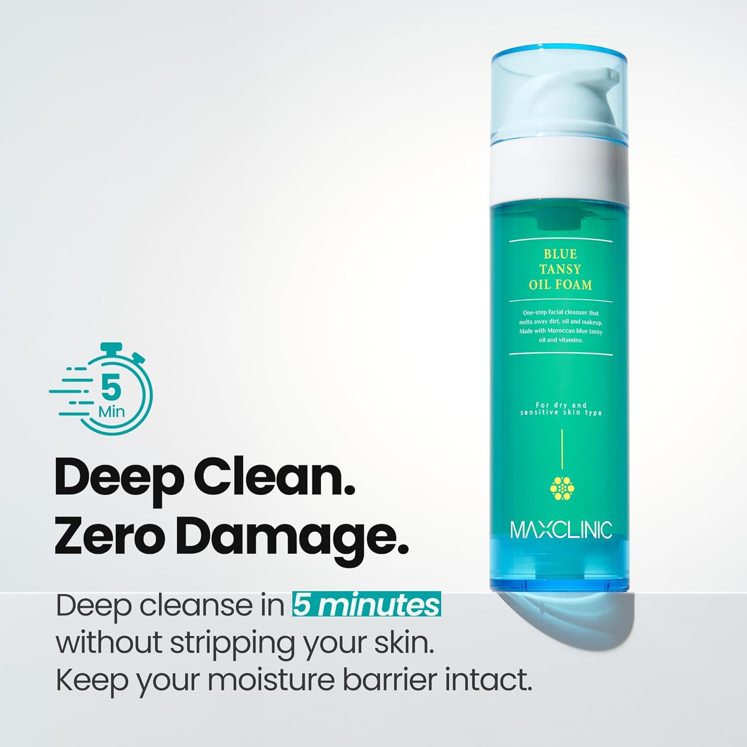 [K-Beauty] Blue Tansy Oil to Foam - All-in-One Korean Face Wash OilBased Foaming Facial Cleanser - Excess Sebum & Oil Control - Makeup Deep Cleansing Oil for All Skin Types (3.88 fl oz)-Velvo Beauty