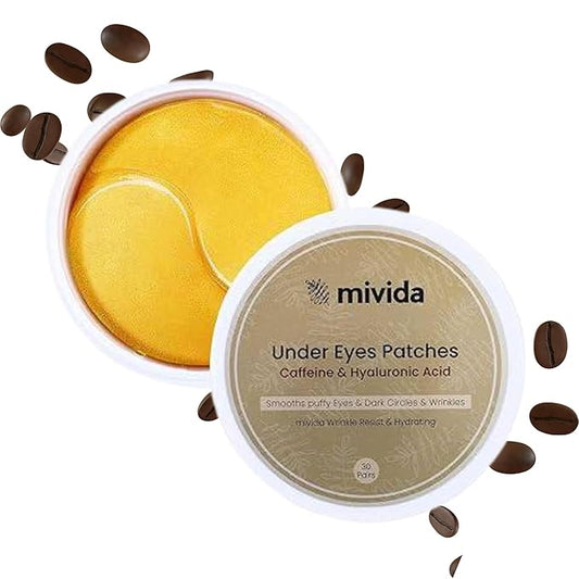 Caffeine & Hyaluronic-Acid Hydra-Gel Eye Pads - Anti Wrinkle Under Eye Patches, 60PCS | Gold Under Eye Patches For Puffy Eyes, Eye Bags and Wrinkles-Velvo Beauty