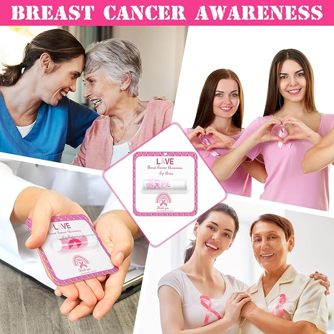 30 Pack Breast Cancer Awareness Favors Bulk Lip Balms Gifts Pink Ribbon Lip Balms Favors Breast Cancer Awareness Month Accessories Support Party Items Decorations for Women Men Survivors-Velvo Beauty
